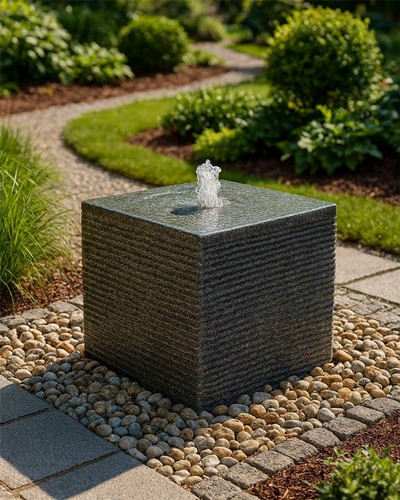 Quellstein würfel 40cm granit - quellstein,