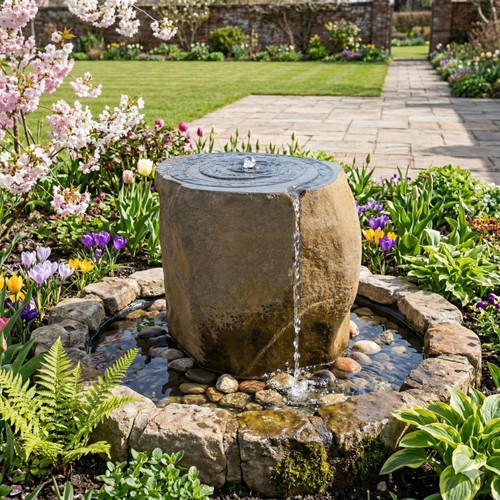 Garten brunnen aus naturstein - aus,