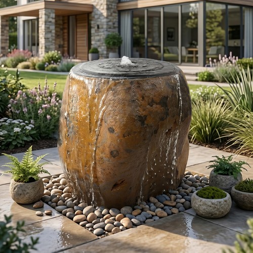 Naturstein garten brunnen mit - naturstein,